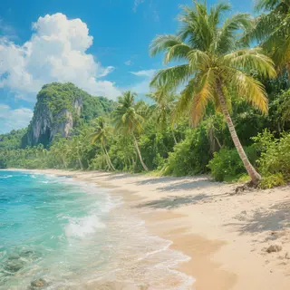 A tropical beach scene with no people