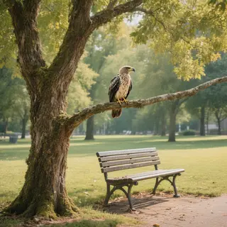 A bird perched on a branch, the branch extending from a tree