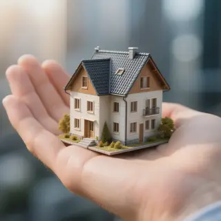 A miniature house sitting on the palm of someone's hand