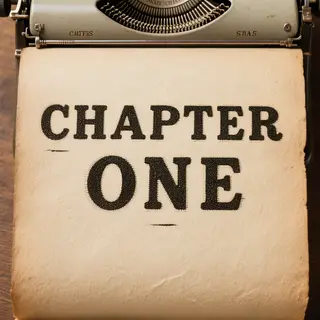 The word 'CHAPTER ONE' typed on aged paper with a vintage ty