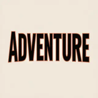 The word 'ADVENTURE' in big bold letters centered on a plain