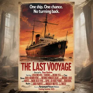 A vintage movie poster for 'THE LAST VOYAGE' featuring a tag
