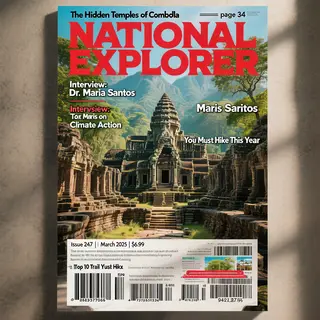 A magazine cover titled 'NATIONAL EXPLORER' with cover lines
