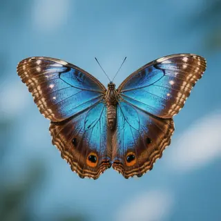 A Morpho menelaus butterfly with accurate iridescent blue do
