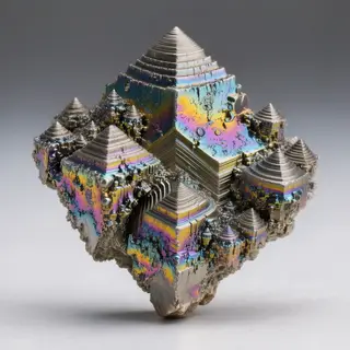 A specimen of bismuth crystal showing accurate iridescent ox