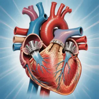 An anatomical illustration of the human heart showing four c