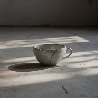 A still life painted in anxious minimalism — sparse composit