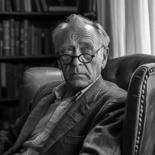 An elderly man in his 70s with age spots and thinning gray h