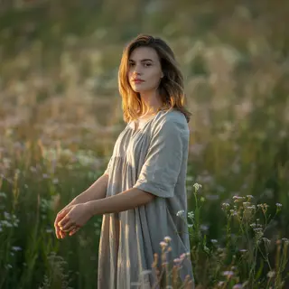 A person standing with both hands visible at their sides, fi