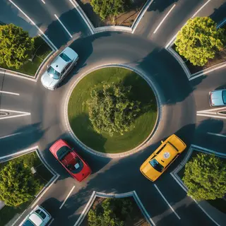 An aerial bird's-eye view looking straight down at a traffic