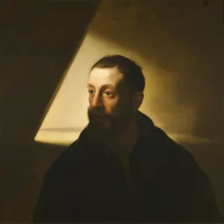A portrait lit with classic Rembrandt lighting — triangle of