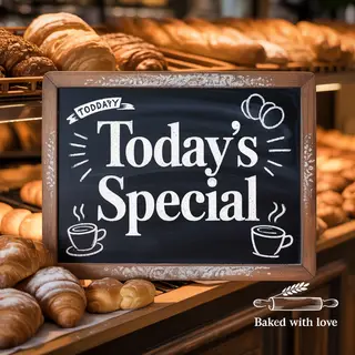 The phrase 'TODAY'S SPECIAL' written in white chalk on a dar