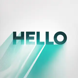 A single large word 'HELLO' centered on a white background