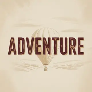 The word 'ADVENTURE' in big bold letters centered on a plain