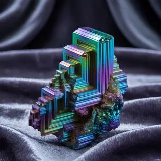 A specimen of bismuth crystal showing accurate iridescent ox