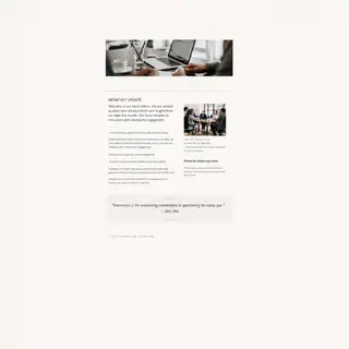 A newsletter layout with a banner image header, a two-column