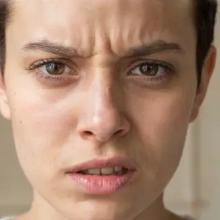 A close-up of a person's face showing clear disgust, nose wr