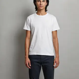 A person standing with both hands visible at their sides, fi