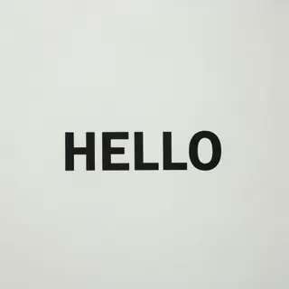A single large word 'HELLO' centered on a white background