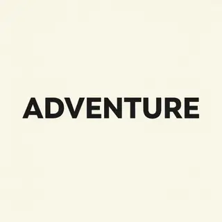 The word 'ADVENTURE' in big bold letters centered on a plain
