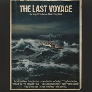 A vintage movie poster for 'THE LAST VOYAGE' featuring a tag