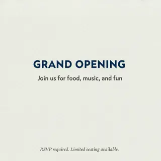 A flyer with large title 'GRAND OPENING', subtitle 'Join us 