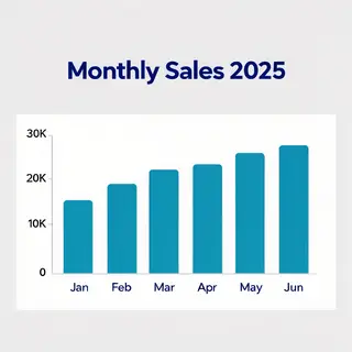 A bar chart showing monthly sales for January through June w