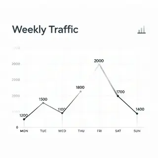 A simple line graph showing daily website visitors over one 