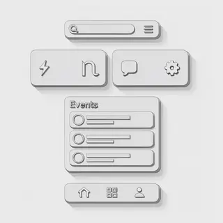 A mobile app UI mockup showing a dashboard with a top naviga