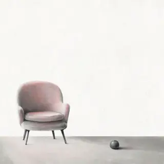 A still life painted in anxious minimalism — sparse composit