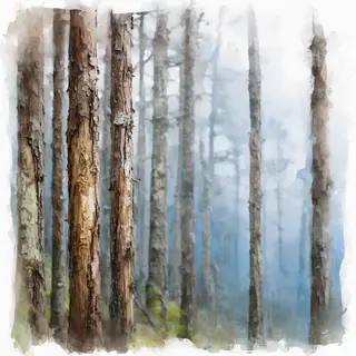 A forest rendered in photorealistic watercolor — the detail 