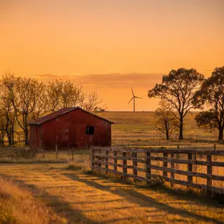 A landscape photograph bathed in golden hour light — long wa