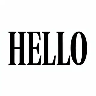 A single large word 'HELLO' centered on a white background