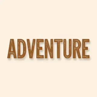 The word 'ADVENTURE' in big bold letters centered on a plain