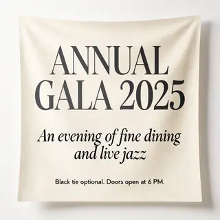 An event banner with headline 'ANNUAL GALA 2025' at the top 