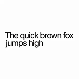 The sentence 'The quick brown fox jumps high' in clean black