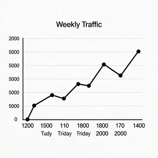 A simple line graph showing daily website visitors over one 