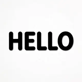 A single large word 'HELLO' centered on a white background