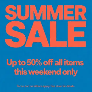A poster with headline 'SUMMER SALE' in large bold text, bod