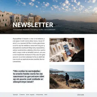 A newsletter layout with a banner image header, a two-column