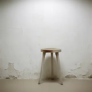 A still life painted in anxious minimalism — sparse composit