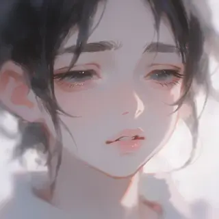 A face showing quiet melancholy — downcast eyes, slightly dr