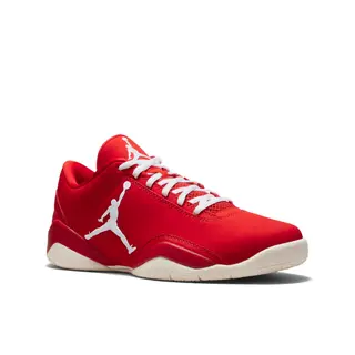 A single red sneaker on a clean white background with soft s