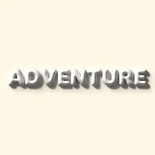 The word 'ADVENTURE' in big bold letters centered on a plain