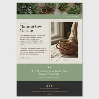 A newsletter layout with a banner image header, a two-column