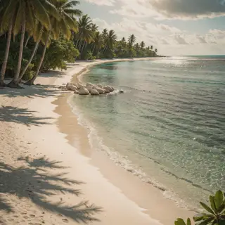 A tropical beach scene with no people