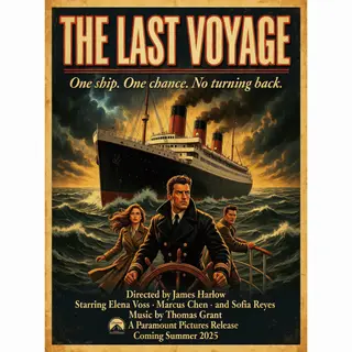 A vintage movie poster for 'THE LAST VOYAGE' featuring a tag