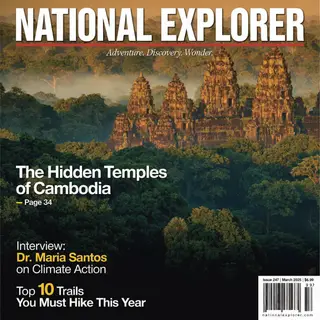 A magazine cover titled 'NATIONAL EXPLORER' with cover lines