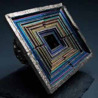 A specimen of bismuth crystal showing accurate iridescent ox