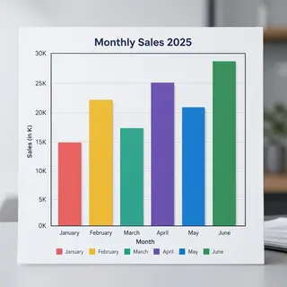 A bar chart showing monthly sales for January through June w